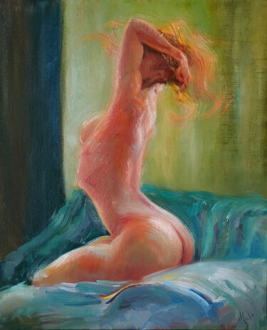 Картина под названием "💙 Pulsion" - Isabel Mahe, Подлинное произведение искусства, Масло Установлен на Деревянная рама для н…