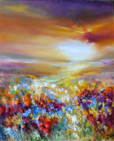 Painting titled "Allegro de primavera" by Isabel Tapias, Original Artwork, Oil Mounted on Wood Panel