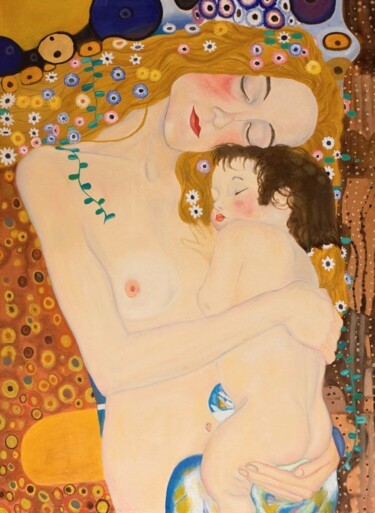 Peinture intitulée "Maternity" par Isabell Deltell, Œuvre d'art originale, Huile