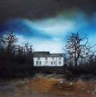 Schilderij getiteld "Empty House" door Isabelle Amante, Origineel Kunstwerk, Olie Gemonteerd op Frame voor houten brancard