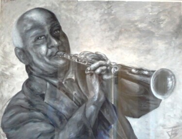 Malerei mit dem Titel "Sidney Bechet" von Isabelle Blanc, Original-Kunstwerk, Acryl