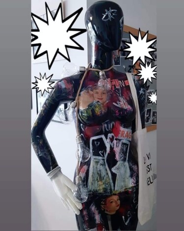 Κολάζ με τίτλο "Funky Woman" από Isabelle Blondel, Αυθεντικά έργα τέχνης, Πλαστική ύλη
