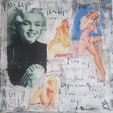 Collages getiteld "Pin up blonde dynam…" door Isabelle Blondel, Origineel Kunstwerk, Collages