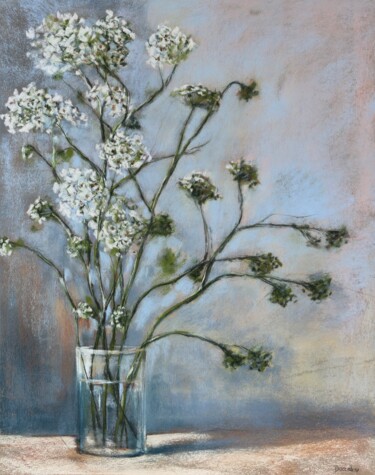 Painting titled "bouquet blanc" by Isabelle Boccalini, Original Artwork, Pastel