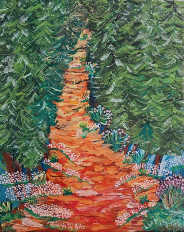 Painting titled "Le chemin" by Isabelle Breteau (Zabougne), Original Artwork, Acrylic