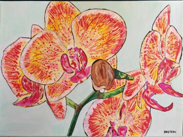 Malerei mit dem Titel "Orchidée" von Isabelle Breteau (Zabougne), Original-Kunstwerk, Acryl