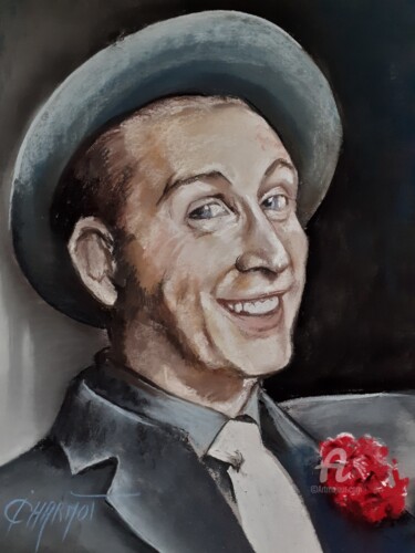 Dessin intitulée "Charles Trénet" par Isabelle Derangere, Œuvre d'art originale, Pastel