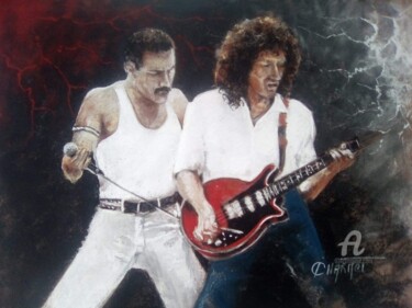 Disegno intitolato "Freddie Mercury et…" da Isabelle Derangere, Opera d'arte originale, Pastello