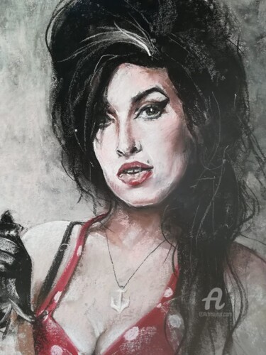 Drawing titled "Amy whinehouse 2" by Isabelle Derangere, Original Artwork, Pastel