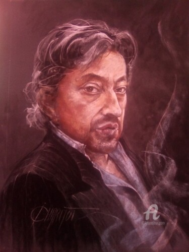 Disegno intitolato "Gainsbourg" da Isabelle Derangere, Opera d'arte originale, Pastello