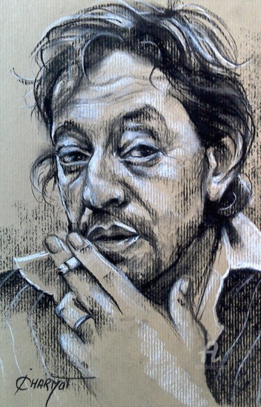 Dessin intitulée "Gainsbourg annivers…" par Isabelle Derangere, Œuvre d'art originale, Pastel