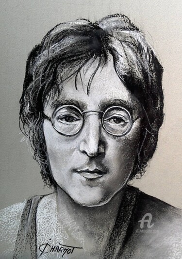 Dessin intitulée "John Lennon" par Isabelle Derangere, Œuvre d'art originale, Pastel