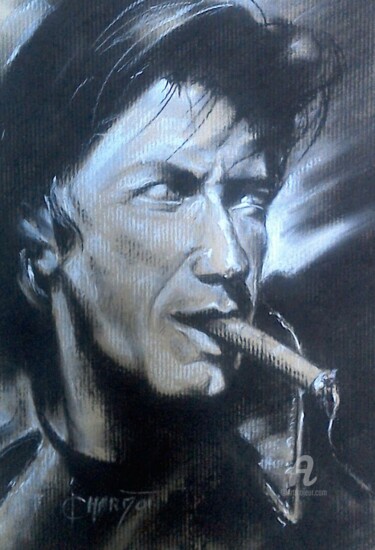 Drawing titled "Jacques Dutronc" by Isabelle Derangere, Original Artwork, Pastel