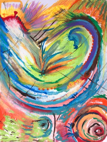 Peinture intitulée "Coeur de dragon" par Isabelle Jourdant, Œuvre d'art originale, Pastel