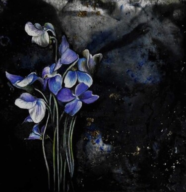 Ζωγραφική με τίτλο "Violettes" από Isabelle Le Pors, Αυθεντικά έργα τέχνης, Ακρυλικό