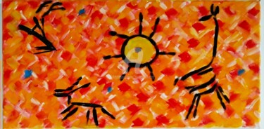 Malerei mit dem Titel "Primary orange sunny" von Isabelle Lucas, Original-Kunstwerk, Öl