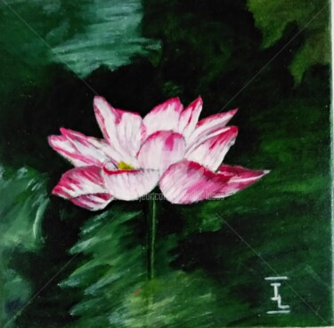 Malerei mit dem Titel "Le lotus" von Isabelle Lucas, Original-Kunstwerk, Öl