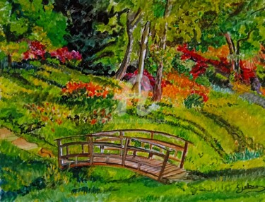 Peinture intitulée "Le petit pont de bo…" par Isabelle Lucas, Œuvre d'art originale, Huile Monté sur Châssis en bois