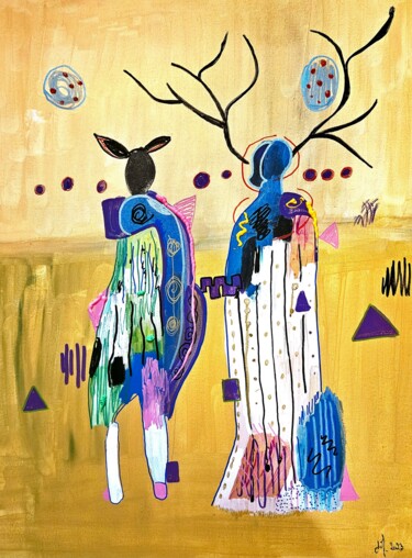 Schilderij getiteld "Le couple de la for…" door Isabelle Mahaut, Origineel Kunstwerk, Acryl