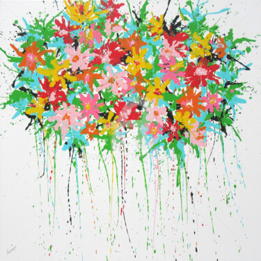 Painting titled "Summer Bloom" by Isabelle Pelletane, Original Artwork, Acrylic Mounted on Wood Stretcher frame