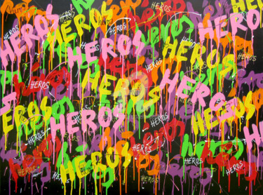 제목이 "Heros"인 미술작품 Isabelle Pelletane로, 원작, 아크릴 나무 들것 프레임에 장착됨