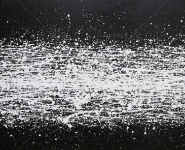 Картина под названием "Black & white flow" - Isabelle Pelletane, Подлинное произведение искусства, Акрил Установлен на Дерев…