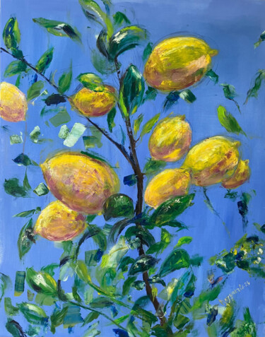 Pittura intitolato "Lemon day" da Isabelle Reygaerts, Opera d'arte originale, Olio