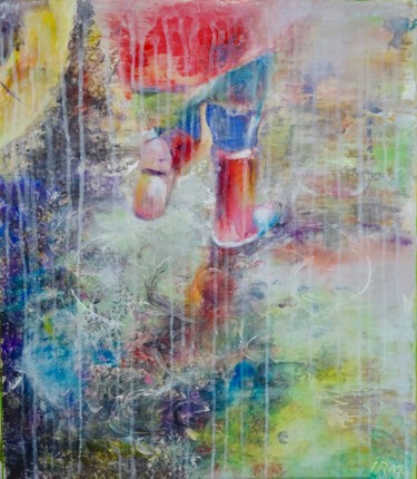 Картина под названием "raining boots" - Isabelle Reygaerts, Подлинное произведение искусства, Акрил