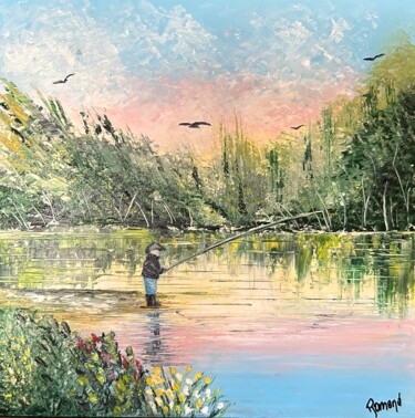 Peinture intitulée "Le pêcheur" par Isabelle Romand, Œuvre d'art originale, Huile