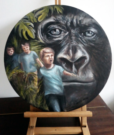 Schilderij getiteld "Composition Gorille…" door Isabelle Roye, Origineel Kunstwerk, Olie