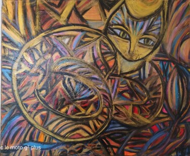 Pintura titulada "Rêve de chat" por Isabelle Sophie Bouscaud, Obra de arte original, Acrílico Montado en Bastidor de camilla…