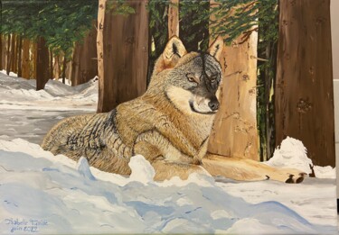 Peinture intitulée "Loup du parc Alpha" par Isabelle Tysiac, Œuvre d'art originale, Acrylique Monté sur Châssis en bois