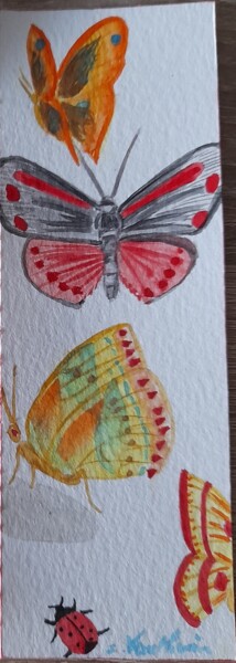 Картина под названием "Papillons" - Isabelle Vautherin, Подлинное произведение искусства, Акварель