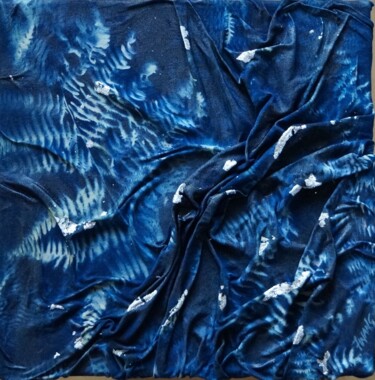 Текстильное искусство под названием "ONDE" - Isabelle Zwang, Подлинное произведение искусства, Ткань Установлен на Деревянна…