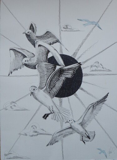 Картина под названием "SOLEIL NOIR" - Isabelle Zwang, Подлинное произведение искусства, Чернила