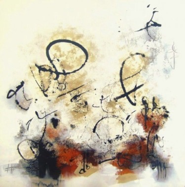 Картина под названием "Soul's vibrations 5" - Isabelle Mignot, Подлинное произведение искусства, Масло