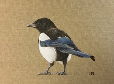 Painting titled "Série Oiseaux n°22" by Isabelle Molinard, Original Artwork, Acrylic Mounted on Cardboard