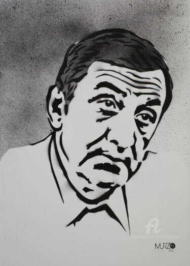 Painting titled "Lino Ventura" by Murzo, Original Artwork, Spray paint