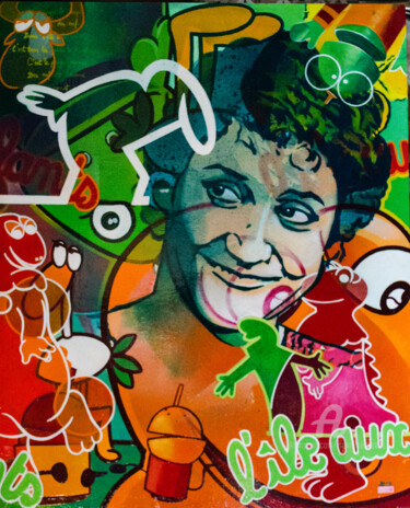 Malerei mit dem Titel "Hommage à Eliane Ga…" von Murzo, Original-Kunstwerk, Sprühfarbe Auf Keilrahmen aus Holz montiert