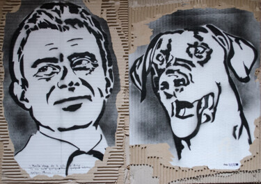 Painting titled "Manuel Valls et son…" by Murzo, Original Artwork, Spray paint Mounted on Wood Panel