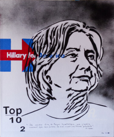 Pintura intitulada "Hillary Clinton sec…" por Murzo, Obras de arte originais, Tinta spray Montado em Armação em madeira