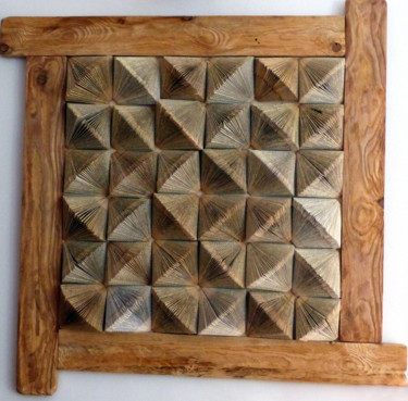 Collages titled "LA GÉOMÉTRIE PURE" by Isabelle Renou, Original Artwork, Wood