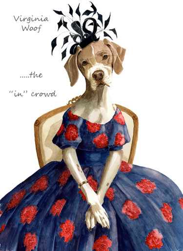 Painting titled "Virginia Woof" by Toffee Nose, Original Artwork, Watercolor