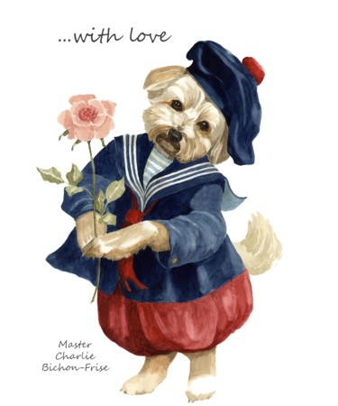 Painting titled "With Love" by Toffee Nose, Original Artwork, Watercolor
