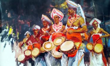 Malarstwo zatytułowany „Rhythmic Percussion…” autorstwa Ishan Senaka Hewage, Oryginalna praca, Akryl Zamontowany na Drewnian…