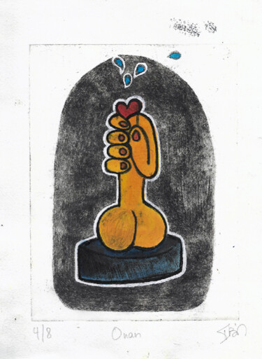 Gravures & estampes intitulée "27*) 4/8 Onan" par Isis Bi M, Œuvre d'art originale, Gravure