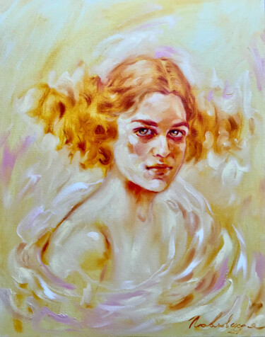 Malarstwo zatytułowany „Girl from the past” autorstwa Isolde Pavlovskaya, Oryginalna praca, Olej Zamontowany na Drewniana ra…