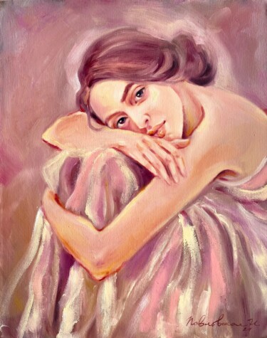 "Lavender dress" başlıklı Tablo Isolde Pavlovskaya tarafından, Orijinal sanat, Petrol Ahşap Sedye çerçevesi üzerine monte ed…