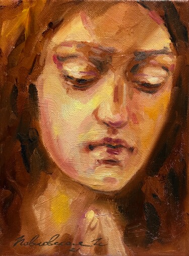 Painting titled "A plea" by Isolde Pavlovskaya, Original Artwork, Oil Mounted on Wood Stretcher frame