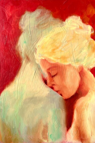 Peinture intitulée "Angel is always the…" par Isolde Pavlovskaya, Œuvre d'art originale, Huile Monté sur Carton